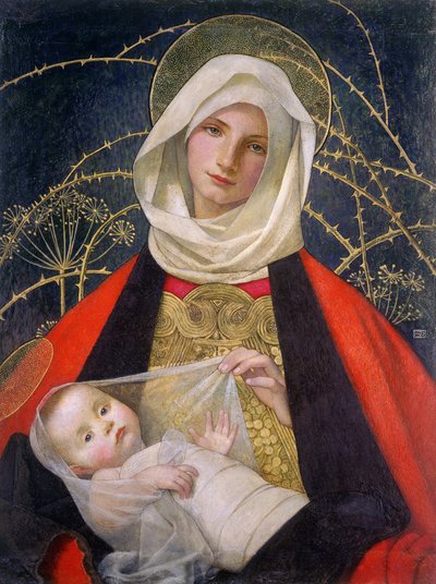 Madonna and Child, 1907-08 (tempera no painel) de Marianne Stokes